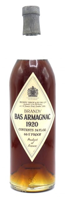 1920 Berry Bros & Rudd Bas Armagnac 66.5 Proof 700ml